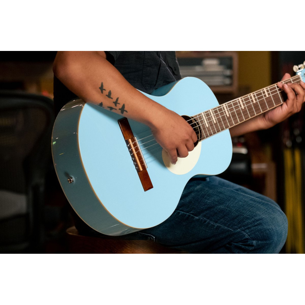 Ortega RGA-SKY Gaucho Series 4/4 Nylon String Guitar 6-String - Sky Blue + Gig Bag