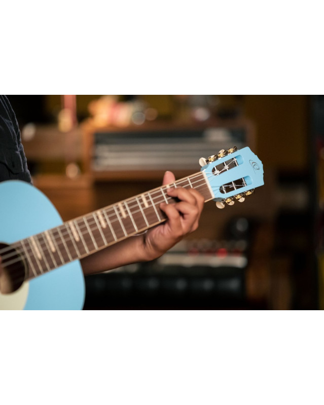 Ortega RGA-SKY Gaucho Series 4/4 Nylon String Guitar 6-String - Sky Blue + Gig Bag