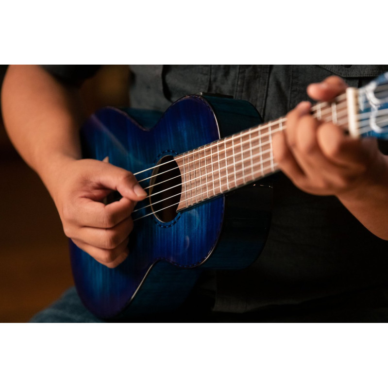 Ortega RGLE18BLF Mini Travel Series 1/8 Guitar 6-String - Faded Blue + Gig Bag