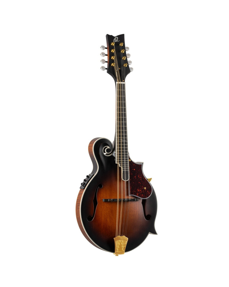 Ortega RMFE100AVO F-Style Series Mandolin 8 String - Solid Spruce / Solid Flamed Antique Violin Oil + Bag
