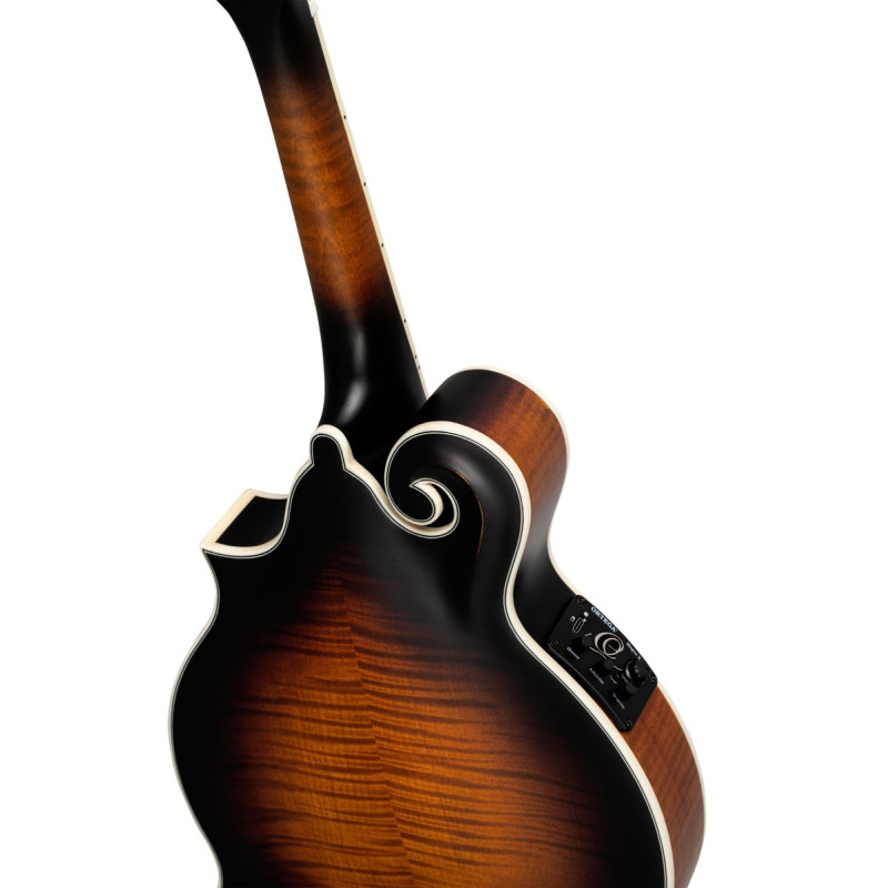 Ortega RMFE100AVO F-Style Series Mandolin 8 String - Solid Spruce / Solid Flamed Antique Violin Oil + Bag