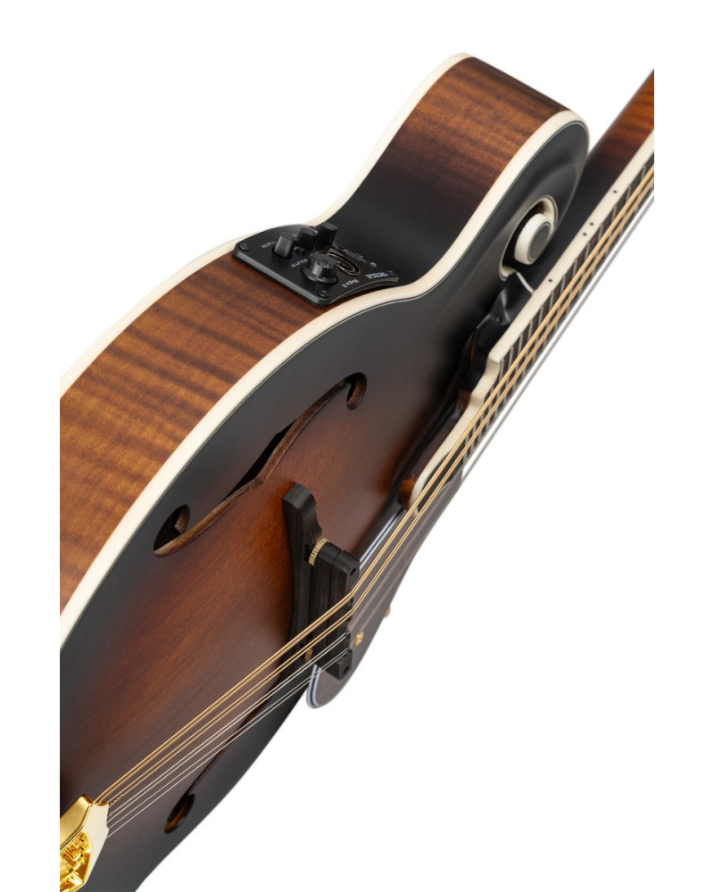 Ortega RMFE100AVO F-Style Series Mandolin 8 String - Solid Spruce / Solid Flamed Antique Violin Oil + Bag