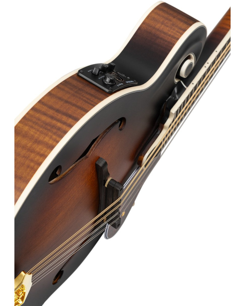 Ortega RMFE100AVO F-Style Series Mandolin 8 String - Solid Spruce / Solid Flamed Antique Violin Oil + Bag