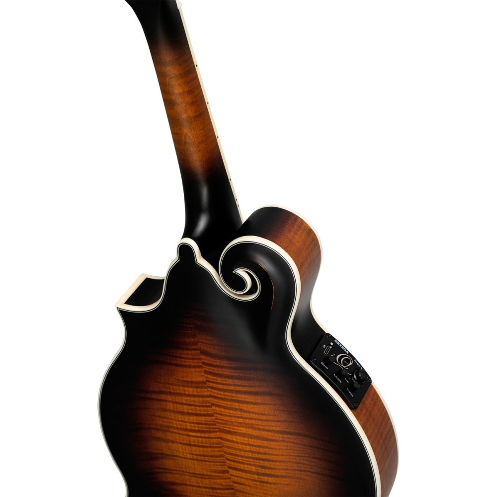 Ortega RMFE100AVO F-Style Series Mandolin 8 String - Solid Spruce / Solid Flamed Antique Violin Oil + Bag