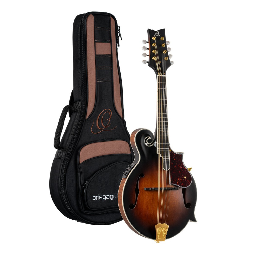 Ortega RMFE100AVO F-Style Series Mandolin 8 String - Solid Spruce / Solid Flamed Antique Violin Oil + Bag