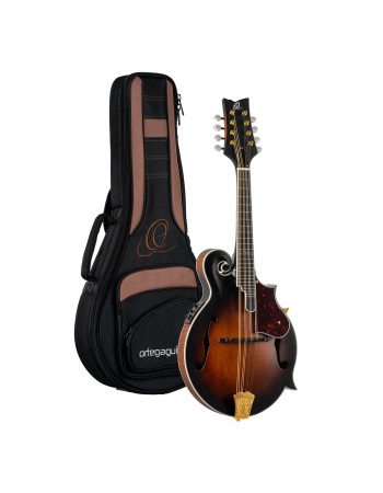 Ortega RMFE100AVO F-Style Series Mandolin 8 String - Solid Spruce / Solid Flamed Antique Violin Oil + Bag