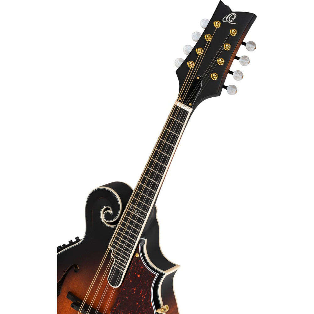 Ortega RMFE100AVO F-Style Series Mandolin 8 String - Solid Spruce / Solid Flamed Antique Violin Oil + Bag