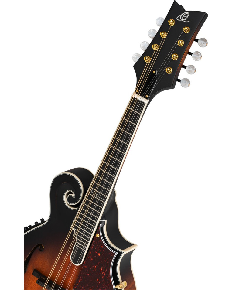Ortega RMFE100AVO F-Style Series Mandolin 8 String - Solid Spruce / Solid Flamed Antique Violin Oil + Bag