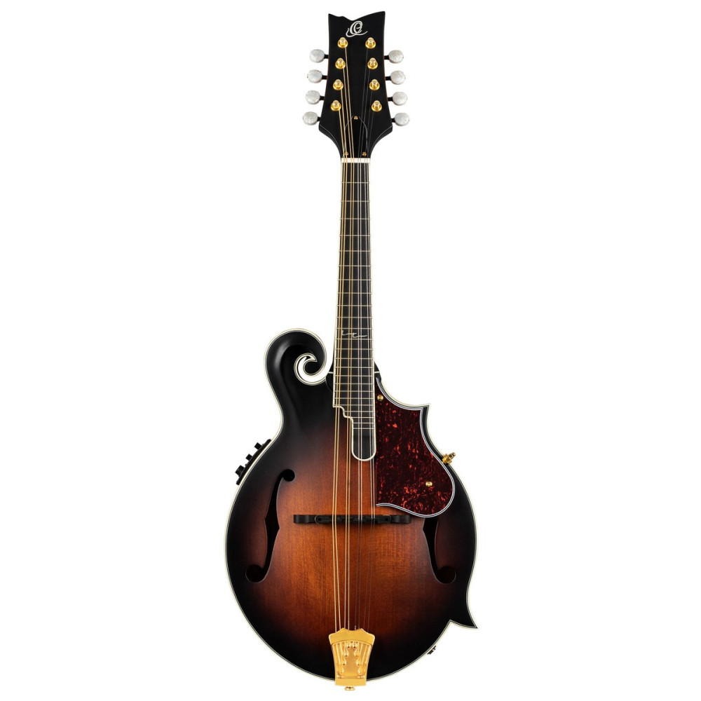 Ortega RMFE100AVO F-Style Series Mandolin 8 String - Solid Spruce / Solid Flamed Antique Violin Oil + Bag