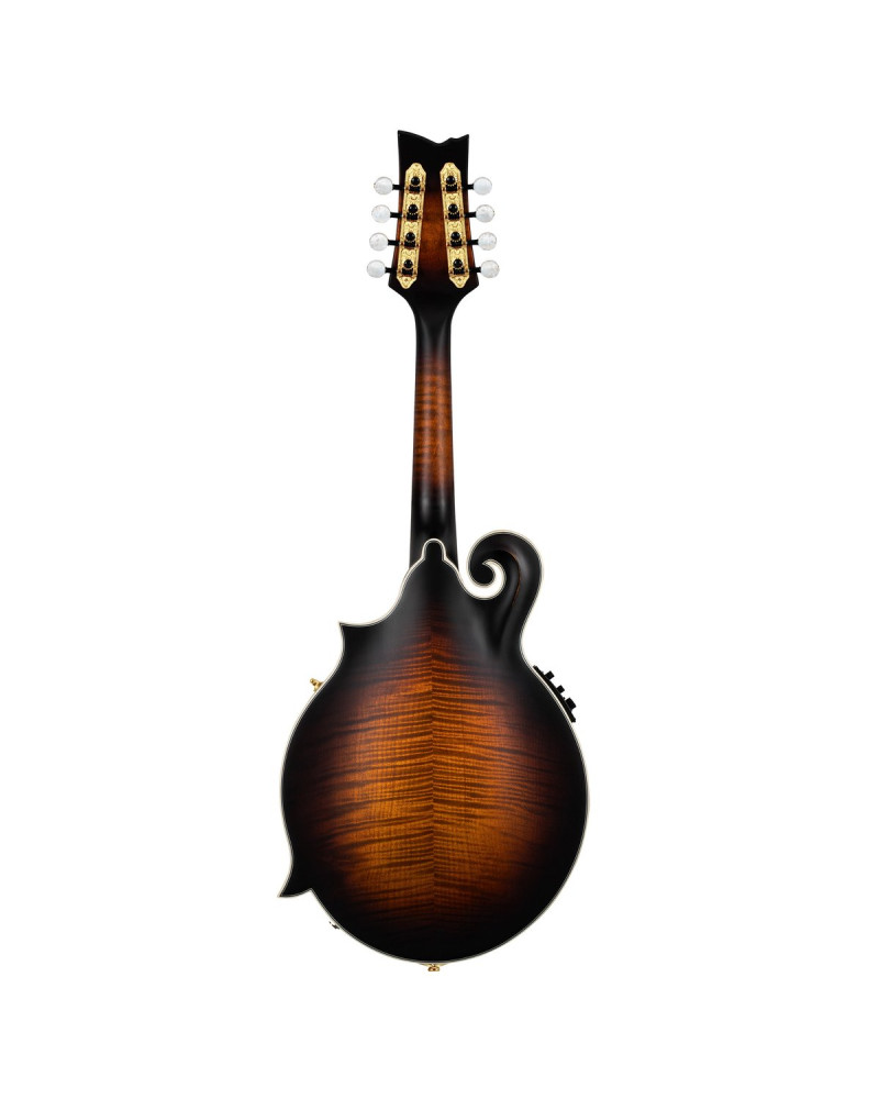 Ortega RMFE100AVO F-Style Series Mandolin 8 String - Solid Spruce / Solid Flamed Antique Violin Oil + Bag