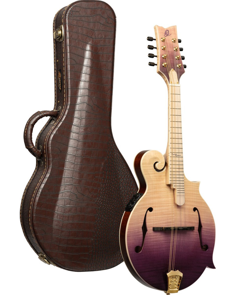 Ortega RMFE200PF Americana Series F-Style Mandolin + Croco Leather Case