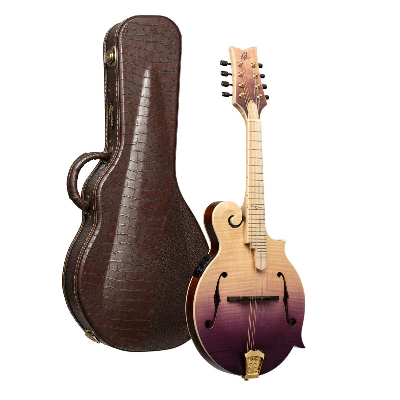 Ortega RMFE200PF Americana Series F-Style Mandolin + Croco Leather Case