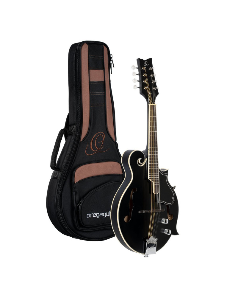 Ortega RMFE40SBK F-Style Series Mandoline 8 String - Spruce / Maple Black + Bag