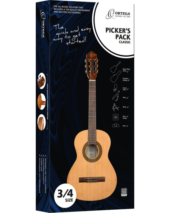 Ortega RPPC34 Picker´s Pack 3/4 Nylon String Guitar 6-String - Beginner Set