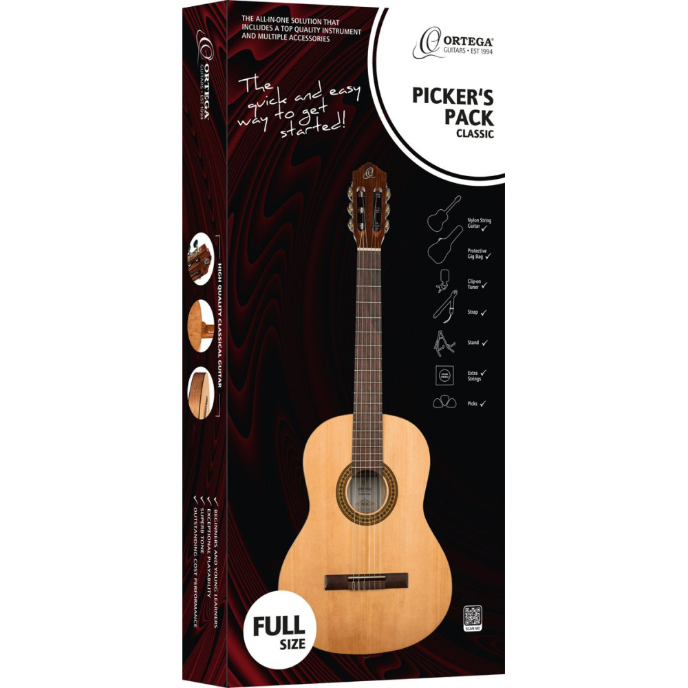 Ortega RPPC44 Picker´s Pack 4/4 Nylon String Guitar 6-String -Beginner Set