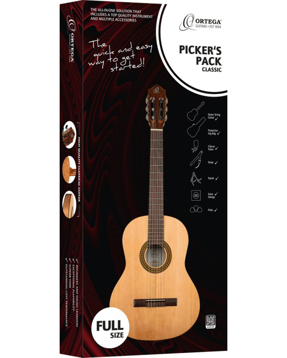 Ortega RPPC44 Picker´s Pack 4/4 Nylon String Guitar 6-String -Beginner Set
