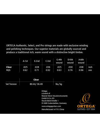 Ortega RQS Custom Made Strings Select String Set - Requinto Guitar 6 String