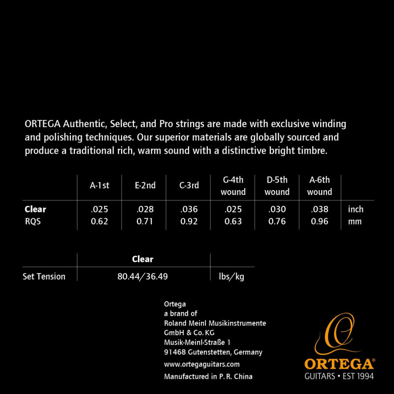 Ortega RQS Custom Made Strings Select String Set - Requinto Guitar 6 String