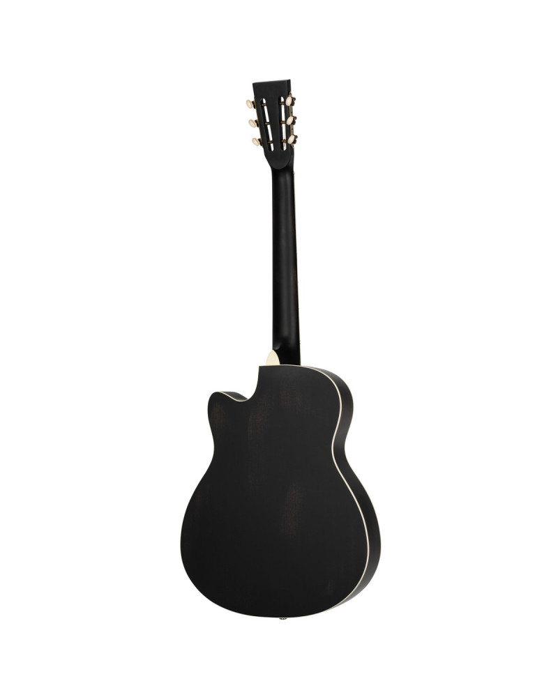 Ortega RRG40CE-DBK Americana Series Resonator Guitar 6 String - Distressed Black / Antique Brass HW