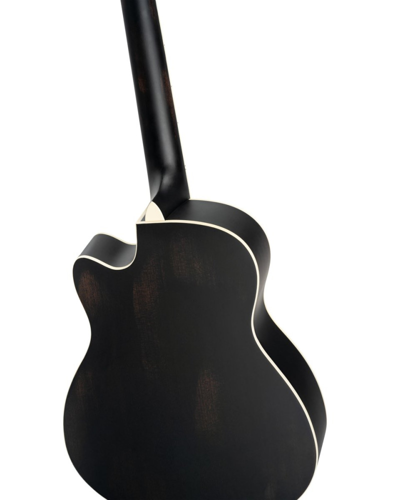 Ortega RRG40CE-DBK Americana Series Resonator Guitar 6 String - Distressed Black / Antique Brass HW