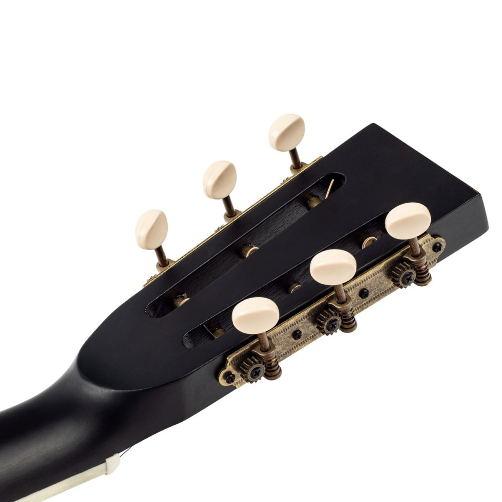 Ortega RRG40CE-DBK-L Americana Series Resonator Guitar 6 String Lefty - Distressed Black / Antique Brass HW