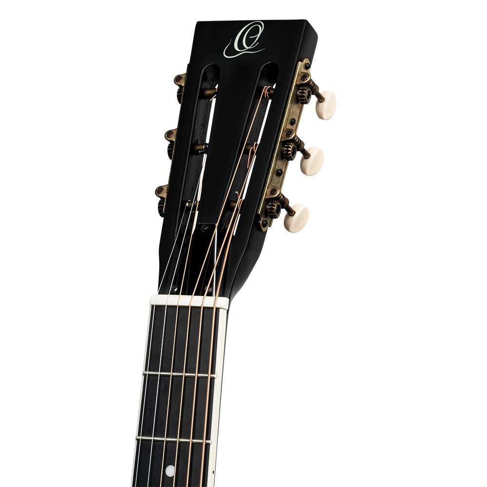Ortega RRG40CE-DBK-L Americana Series Resonator Guitar 6 String Lefty - Distressed Black / Antique Brass HW