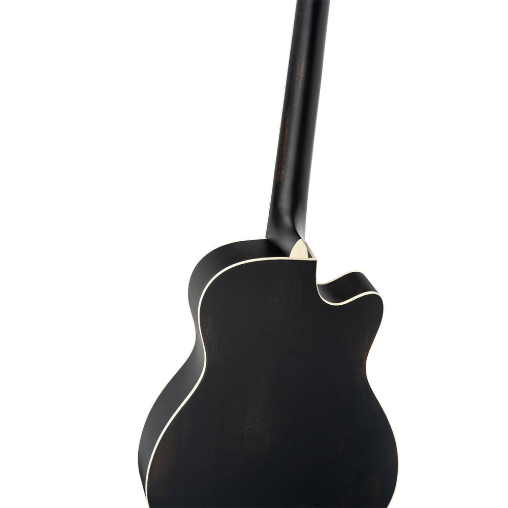 Ortega RRG40CE-DBK-L Americana Series Resonator Guitar 6 String Lefty - Distressed Black / Antique Brass HW
