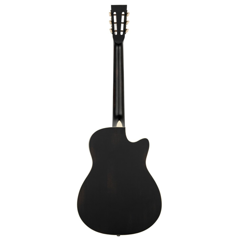 Ortega RRG40CE-DBK-L Americana Series Resonator Guitar 6 String Lefty - Distressed Black / Antique Brass HW