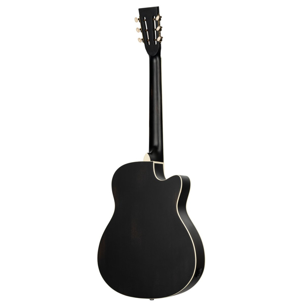 Ortega RRG40CE-DBK-L Americana Series Resonator Guitar 6 String Lefty - Distressed Black / Antique Brass HW