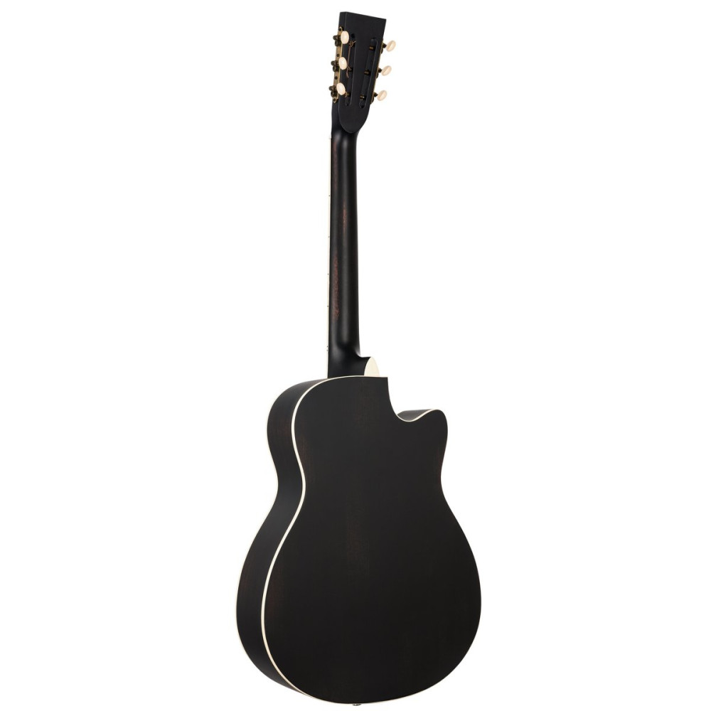 Ortega RRG40CE-DBK-L Americana Series Resonator Guitar 6 String Lefty - Distressed Black / Antique Brass HW