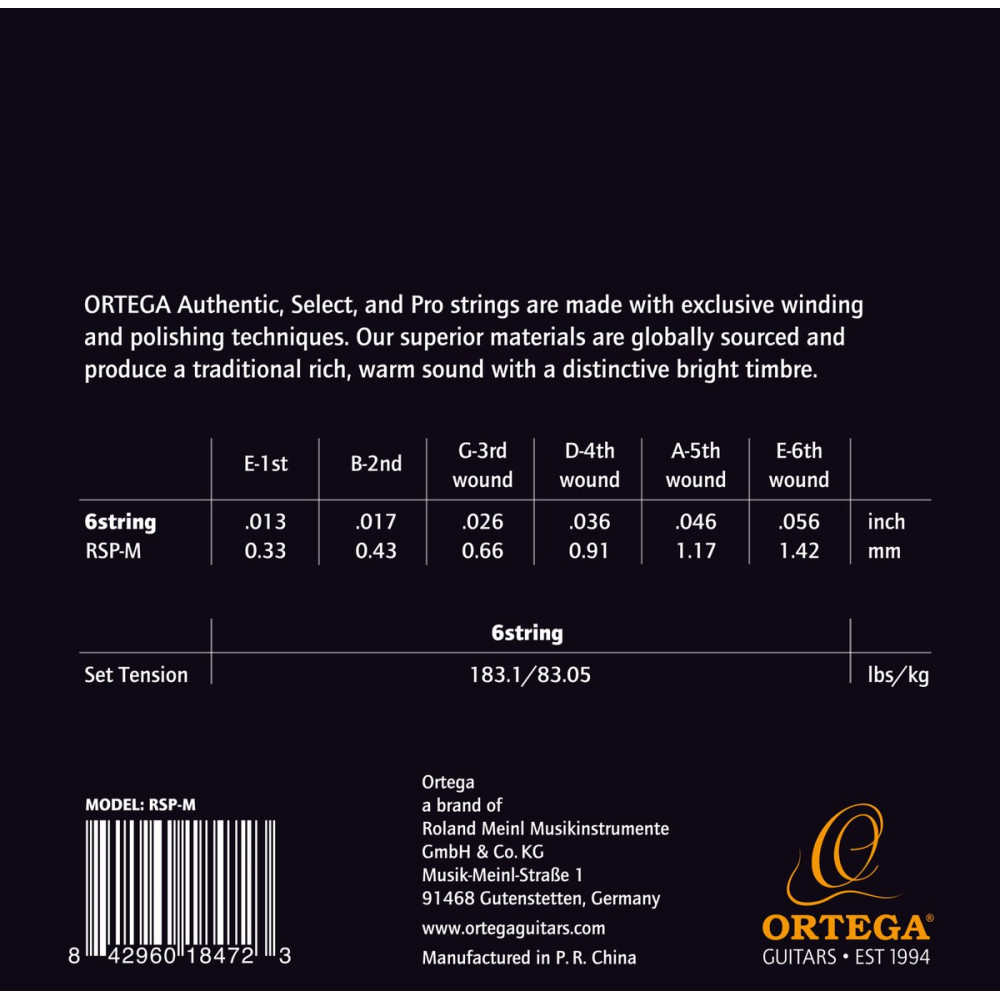 Ortega RSP-M Custom Made Strings Pro Resonator Guitar String Set