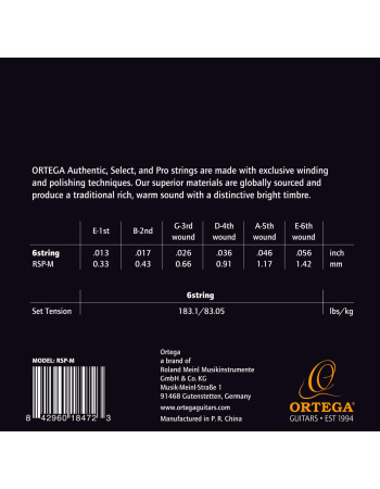 Ortega RSP-M Custom Made Strings Pro Resonator Guitar String Set
