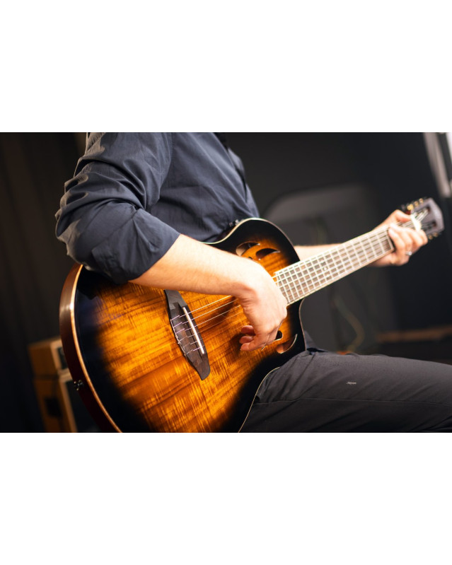 Ortega RTPDLX-ACA TourPlayer DeLuxe Nylon String Guitar 6-String - Acacia Burst + Gig Bag