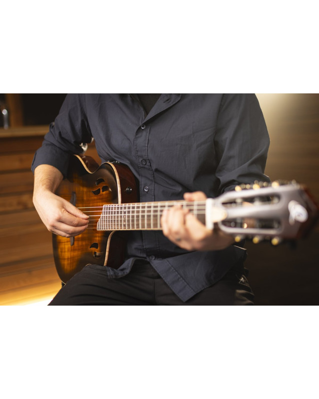 Ortega RTPDLX-ACA TourPlayer DeLuxe Nylon String Guitar 6-String - Acacia Burst + Gig Bag