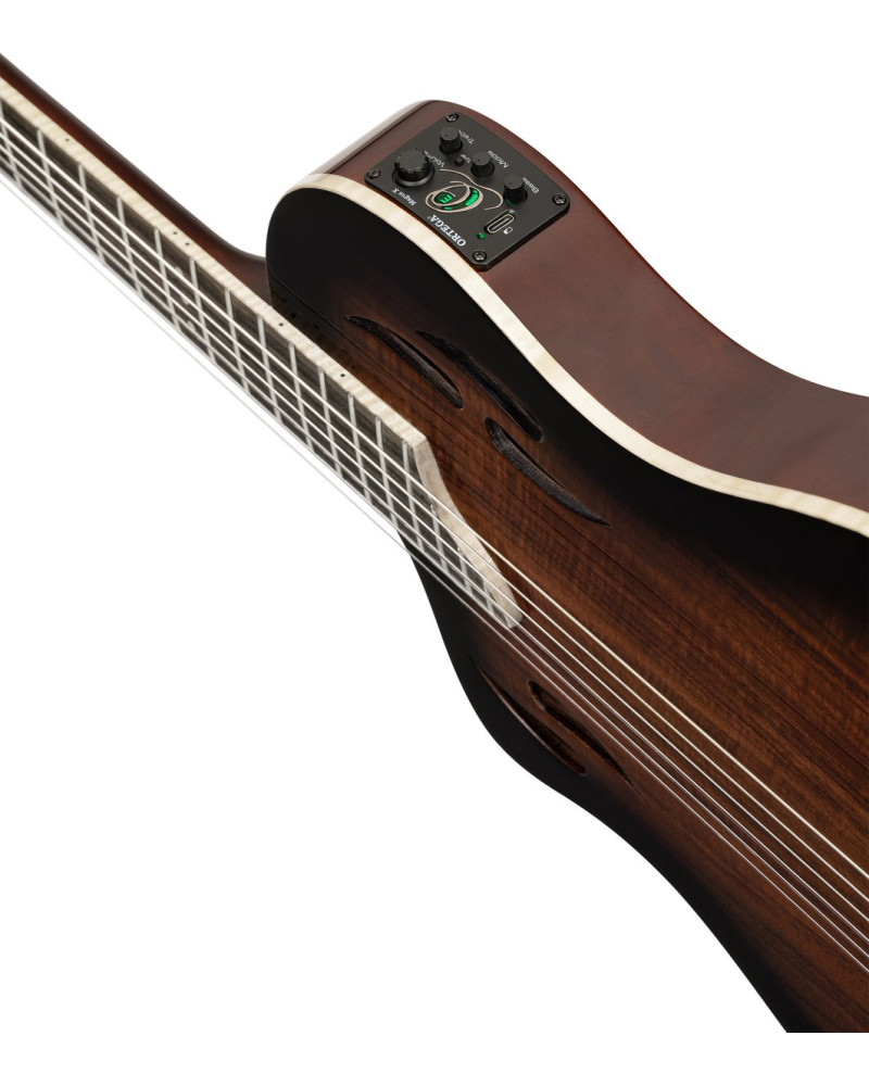 Ortega RTPDLX-ACA-L TourPlayer DeLuxe Nylon String Guitar 6-String Lefty - Acacia Burst + Gig Bag