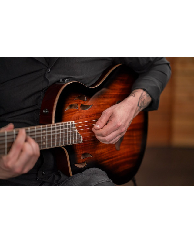 Ortega RTPDLX-ACA-L TourPlayer DeLuxe Nylon String Guitar 6-String Lefty - Acacia Burst + Gig Bag