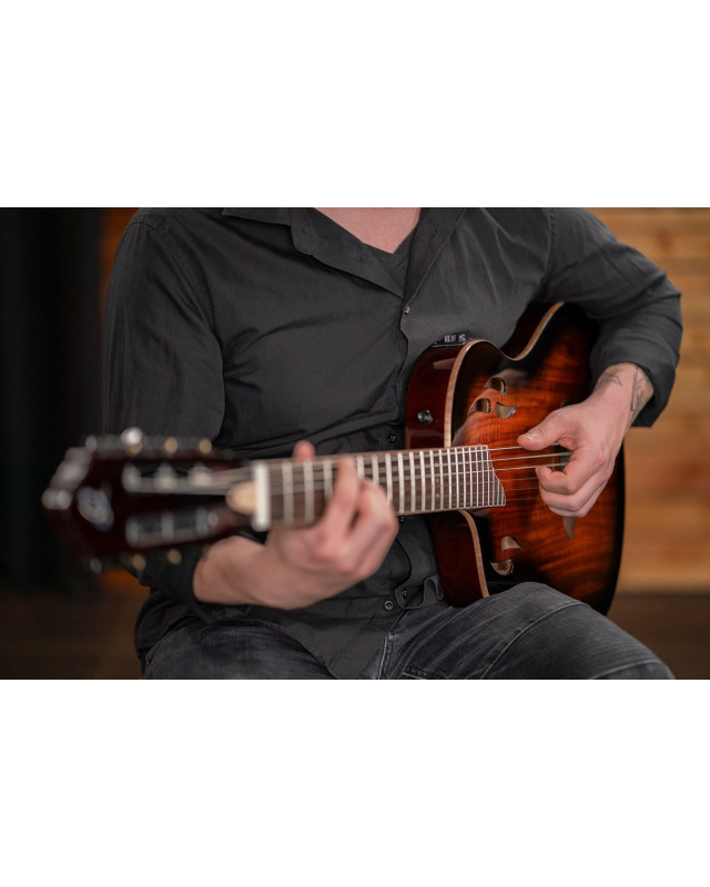Ortega RTPDLX-ACA-L TourPlayer DeLuxe Nylon String Guitar 6-String Lefty - Acacia Burst + Gig Bag
