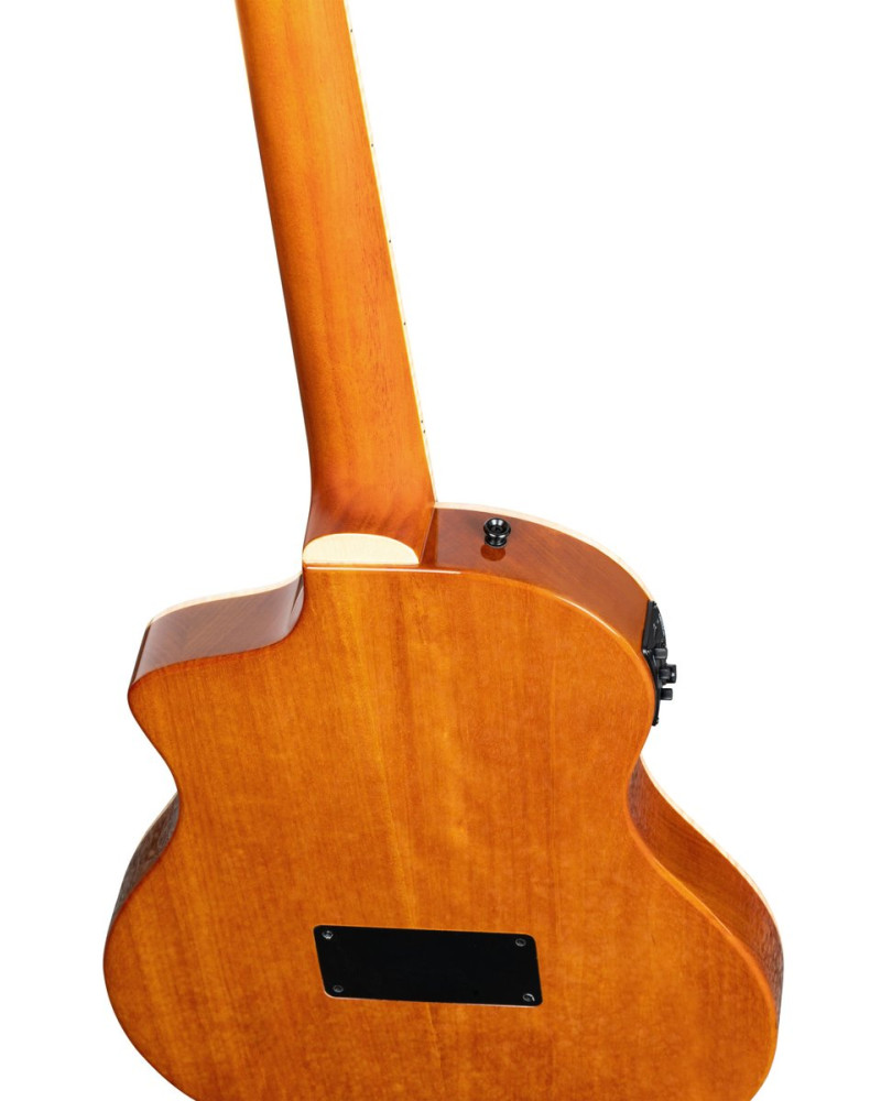 Ortega RTPDLX-FMA TourPlayer DeLuxe Nylon String Guitar 6-String - Flamed Maple Blue + Gig Bag