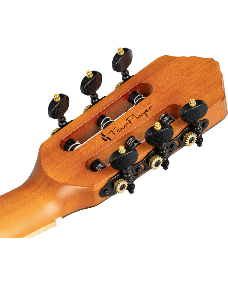 Ortega RTPDLX-FMA-L TourPlayer DeLuxe Nylon String Guitar 6-String Lefty - Flamed Maple Blue + Gig Bag