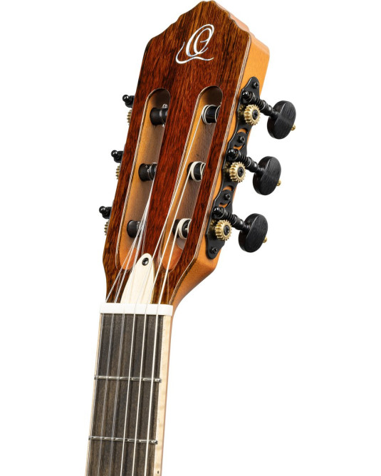 Ortega RTPDLX-FMA-L TourPlayer DeLuxe Nylon String Guitar 6-String Lefty - Flamed Maple Blue + Gig Bag