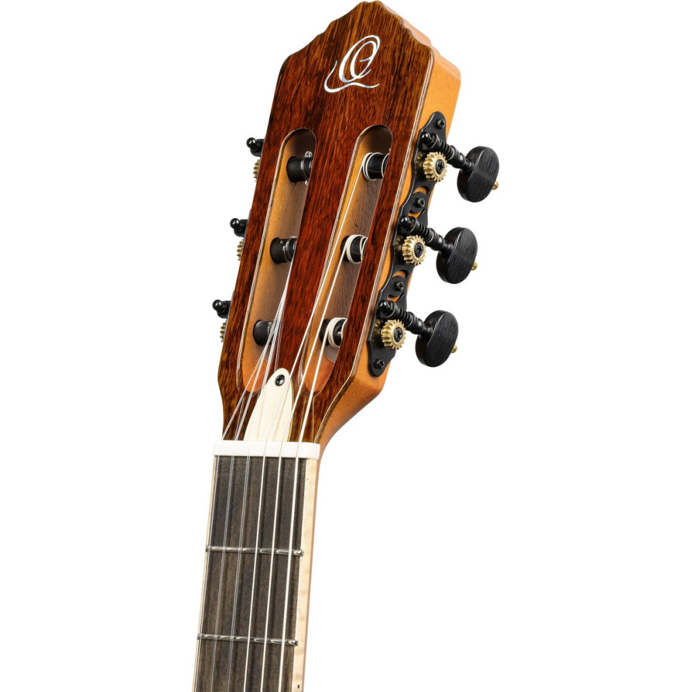 Ortega RTPDLX-FMA-L TourPlayer DeLuxe Nylon String Guitar 6-String Lefty - Flamed Maple Blue + Gig Bag