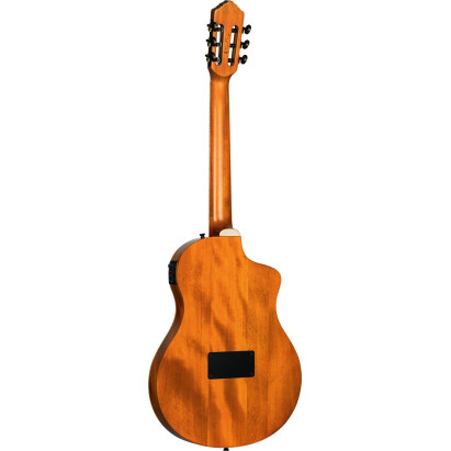 Ortega RTPDLX-FMA-L TourPlayer DeLuxe Nylon String Guitar 6-String Lefty - Flamed Maple Blue + Gig Bag