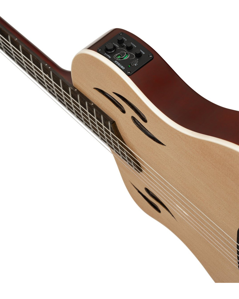 Ortega RTPSTD-NAT-L TourPlayer DeLuxe Nylon String Guitar 6 String Lefty - Spruce Natural + Gig Bag