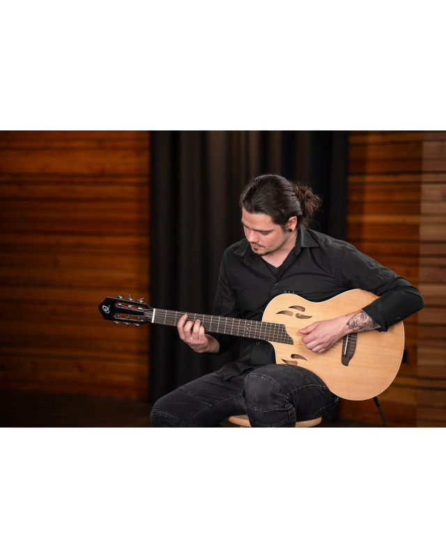Ortega RTPSTD-NAT-L TourPlayer DeLuxe Nylon String Guitar 6 String Lefty - Spruce Natural + Gig Bag