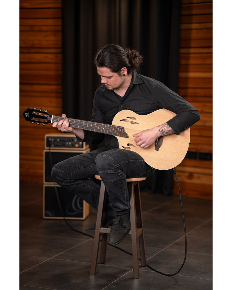 Ortega RTPSTD-NAT-L TourPlayer DeLuxe Nylon String Guitar 6 String Lefty - Spruce Natural + Gig Bag
