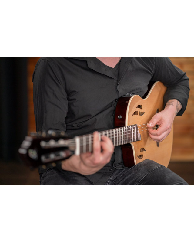 Ortega RTPSTD-NAT-L TourPlayer DeLuxe Nylon String Guitar 6 String Lefty - Spruce Natural + Gig Bag