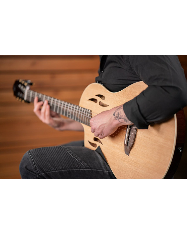 Ortega RTPSTD-NAT-L TourPlayer DeLuxe Nylon String Guitar 6 String Lefty - Spruce Natural + Gig Bag