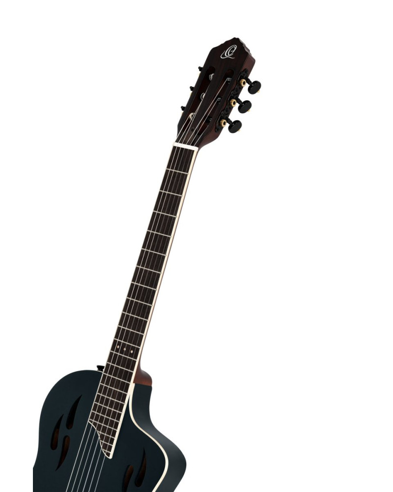 Ortega RTPSTD-SBK TourPlayer DeLuxe Nylon String Guitar 6-String - Spruce Black + Gig Bag