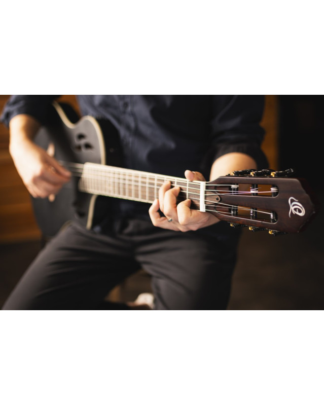 Ortega RTPSTD-SBK TourPlayer DeLuxe Nylon String Guitar 6-String - Spruce Black + Gig Bag