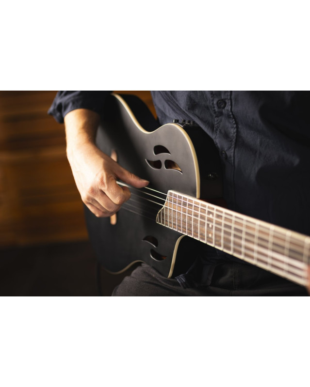 Ortega RTPSTD-SBK TourPlayer DeLuxe Nylon String Guitar 6-String - Spruce Black + Gig Bag